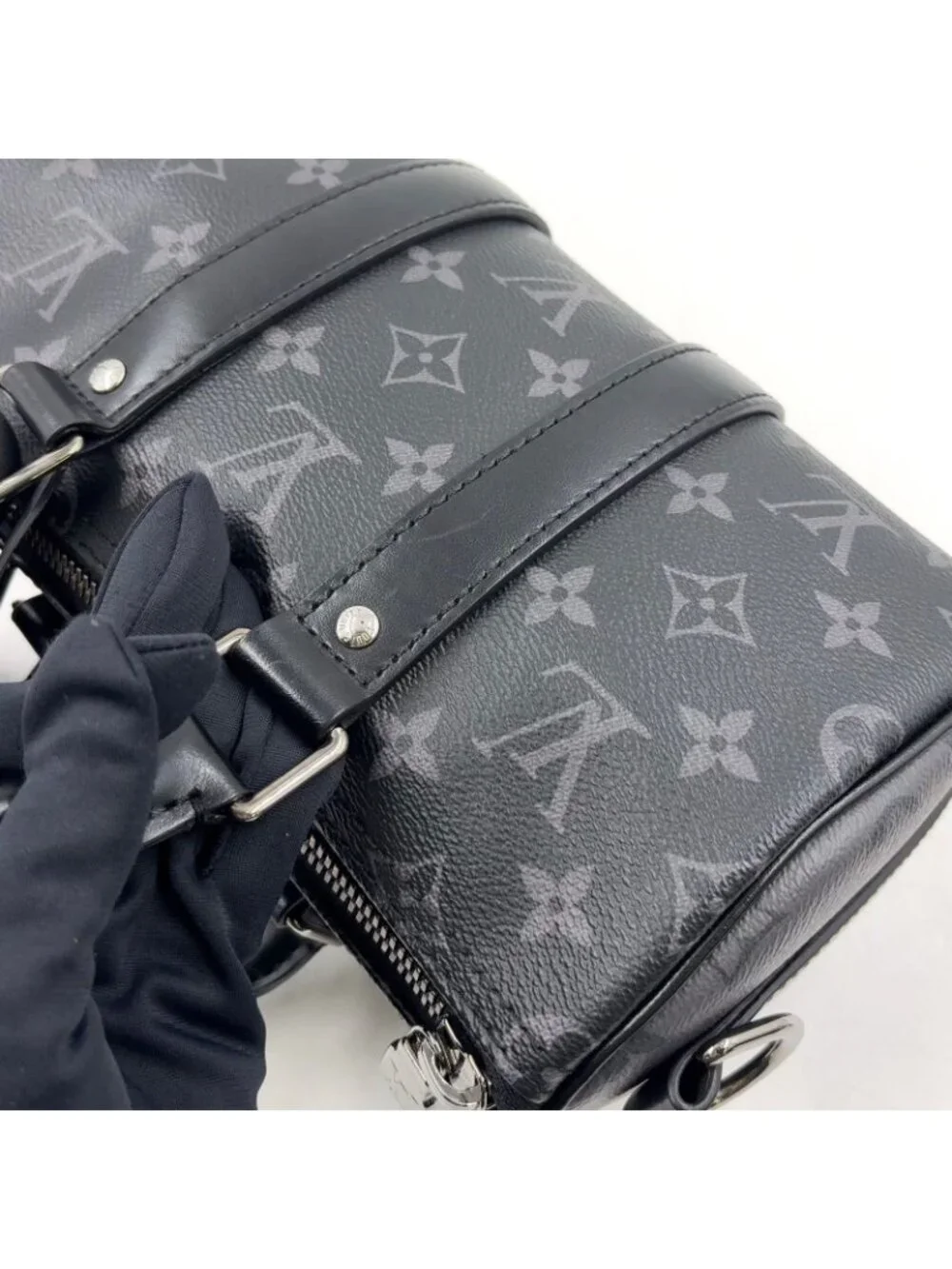 Louis Vuitton Keepall Bandouliere 25 Monogram Eclipse Leather Black Handbag
